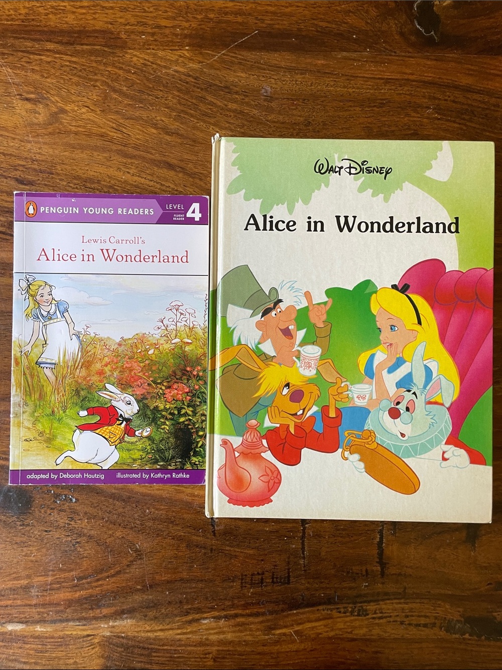 2 Alice in Wonderland Books Walt Disney 1986 HC + Penguin Young Readers 2010